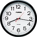 Lorell Radio Controlled Wall Clock, Black, 13.25