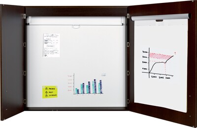 MasterVision Conference Cabinet, Ebony Frame/White Dry-Erase Surface, 48 x 48" Closed (CAB01010143)