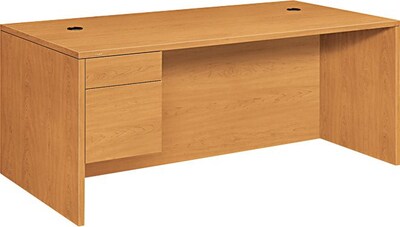 HON® 10500 72W Left Pedestal Desk w/Rect Top in Harvest