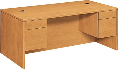 HON® 10500 Series Double Pedestal Rectangle Desk, Harvest, 29 1/2H x 72W x 36D