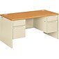 HON® 38000 Series Double Pedestal Desk, Harvest/Putty, 29 1/2"H x 60"W x 30"D