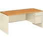 HON 38000 Series 66"W L Workstation Right Pedestal Desk, Harvest Oak/Putty, Order Left Return (HON38291RCL)