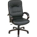 Office Star Elegant Wood Finish Series Bonded Leather Executive High-Back Chair, Black and Espresso