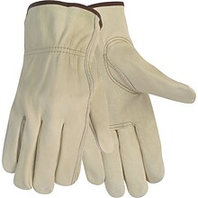 Memphis Gloves® Economy Leather Drivers Gloves, Large, Beige