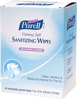 Purell Cottony Soft 62% Alcohol Hand Sanitizing Wipe, Herbal Scent, 480 Wipes/Carton (9025-12)