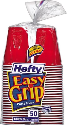 Hefty® Easy Grip® Disposable Plastic Party Cup, 9 oz., Red, 50/Pack