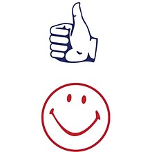 Cosco® Accu-stamp® Dual Message Round Stamp, Thumbs Up/Smiley, 5/8 impression, Red and Blue Ink (03