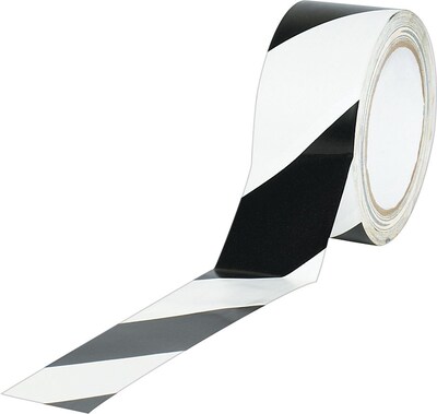 Industrial Vinyl Safety Tape, 3 x 36 yds., Black/White Striped, 16/Carton (TSTT9336BW)