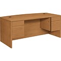 HON® 10500 Series Office Collection in Harvest, Double Pedestal Desk with Bow Top, 72W x 36D