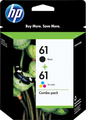 HP 61 Black/Tri-Color Standard Yield Ink Cartridge, 2/Pack (CR259FN#140)