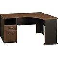 Bush Business Furniture Cubix Single Pedestal Corner Desk, Cappuccino Cherry/Hazelnut Brown, Installed (WC25528FA)
