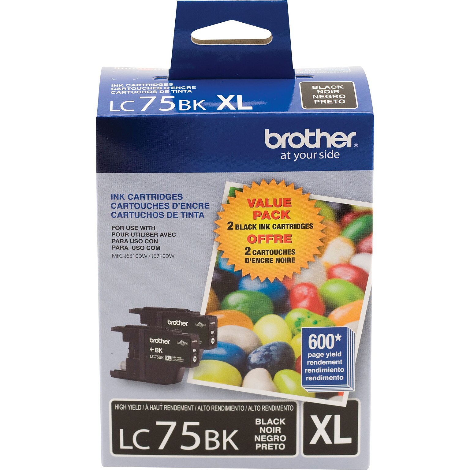 Brother LC752PKS Black High Yield Ink Cartridge,   2/Pack