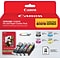 Canon 220/221 Black/Cyan/Magenta/Yellow Standard Yield Ink Cartridge with 50 Sheets 4x6 Photo Paper,