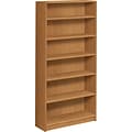 HON® Radius-Edge Laminate Bookcases, 72-5/8H, 6 Shelves, Harvest
