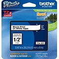 Brother® TZe Series Tape; 1/2, Black Lettering on White Label Tape- 10 Pack