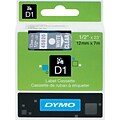 DYMO D1 45020 Label Maker Tape, 1/2W, White on Clear