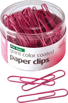 Officemate Breast Cancer Awareness Pink Paper Clips, Jumbo, 80/Tub