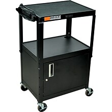 Luxor Adjustable Height AV Cart with Locking Cabinet, Black (AVJ42C)