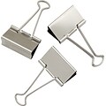Small Satin Silver Metal Binder Clips, 3/4 Size, 3/8 Capacity, 40/Count