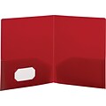 Storex Eco-Friendly Two-Pocket Folder, 100% Recycled, Red (50110U25C)