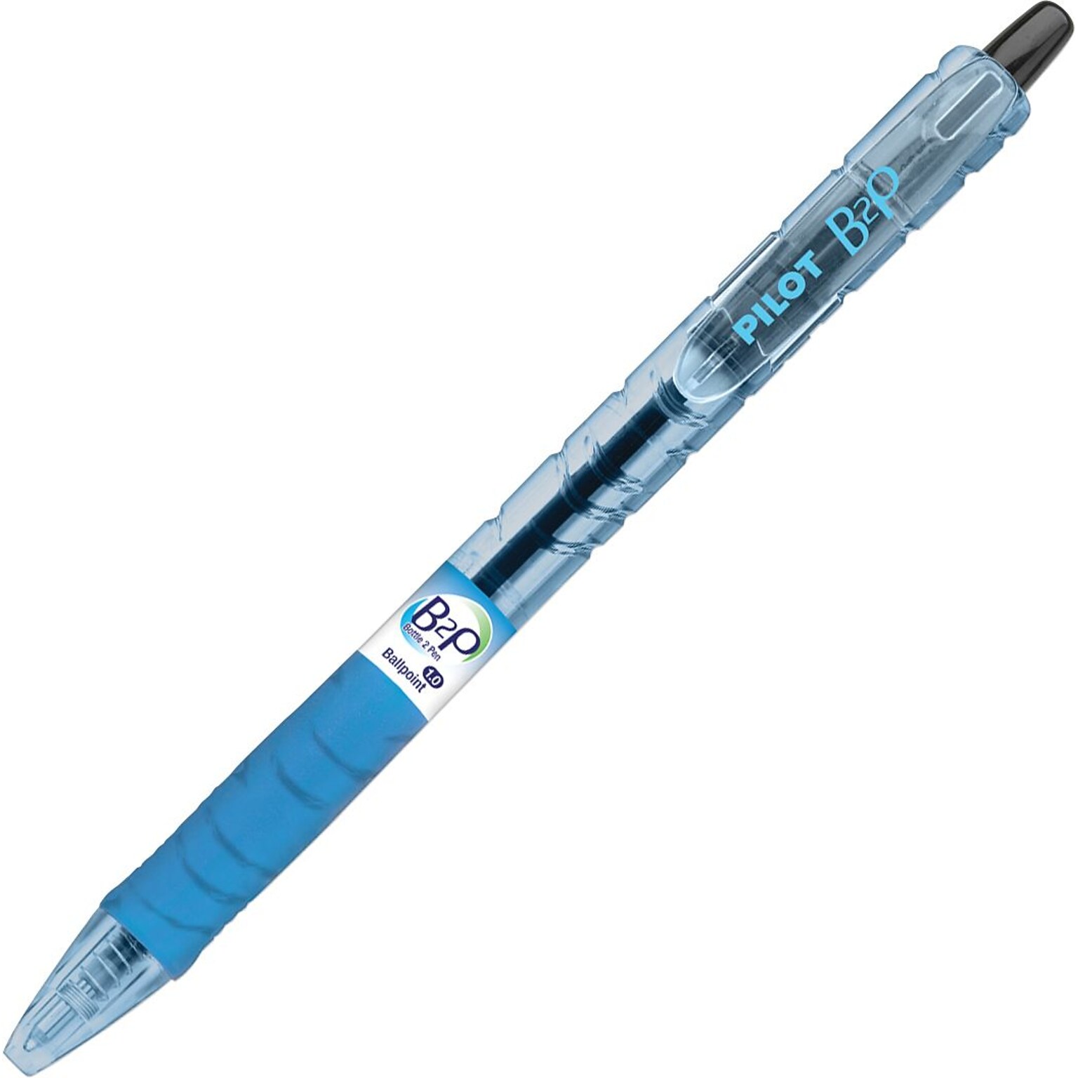 Pilot B2P Bottle 2 Pen Retractable Ball Point Pens, Medium Point, 1.0 mm, Black Ink/Translucent Blue Barrel, 144/CT