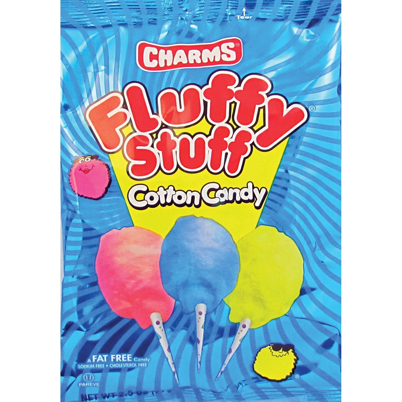 Charms Fluffy Stuff Fruit Cotton Candy, 2.5 oz, 24/Carton (CRM24326)