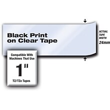 Brother P-touch TZe-S151 Laminated Extra Strength Label Maker Tape, 1 x 26-2/10, Black on Clear (T