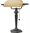 V-light Banker's Lamp with Classic Amber Glass Shade, Elegant Bronze Finish