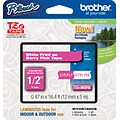 Brother P-touch TZe-MQP35 Laminated Label Maker Tape, 1/2 x 16-4/10, White on Berry Pink (TZe-MQP3