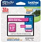 Brother P-touch TZe-MQP35 Laminated Label Maker Tape, 1/2" x 16-4/10', White on Berry Pink (TZe-MQP35)