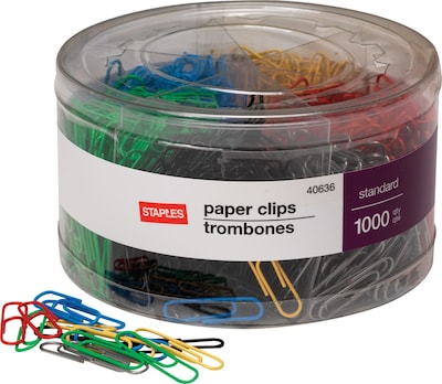 #1 Size Vinyl-Coated Paper Clips, 1000/Tub