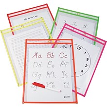 C-Line 9 x 12 Reusable Dry Erase Pocket, Assorted Neon Colors, 10/Pack (CLI40810)