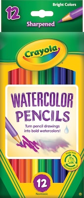 Crayola Watercolor Colored Pencils, Assorted Colors, 12/Box (68-4302)