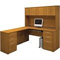 Bestar® Embassy Collection in Cappuccino Cherry, L-Shaped Workstation w/ Hutch & 2 Pedestals