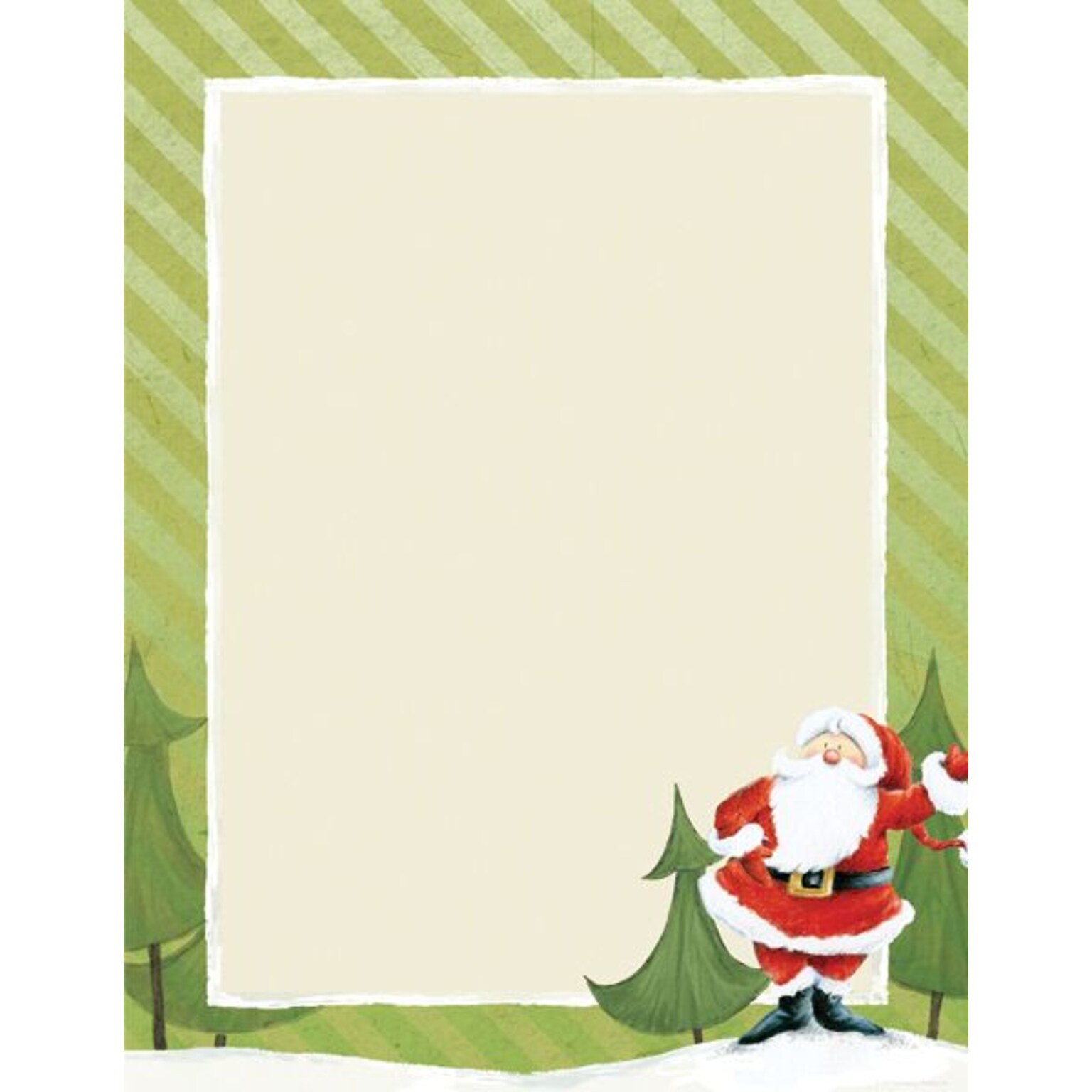 Masterpiece Studios Great Papers! Jolly Santa Claus Stationery, Green Stationery with Santa Claus Design, 8 1/2 x 11, 80/Pk