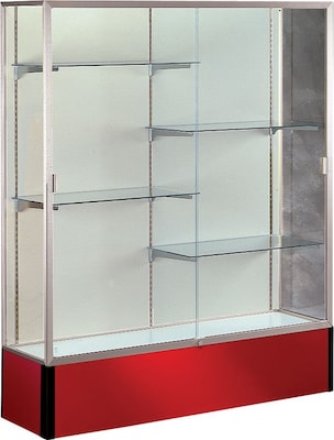 Waddell Spirit Series Display Case, 4-Shelf, Red, 72H x 60W x 16D