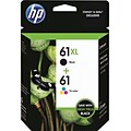 HP 61 Black High Yield and Tri-Color Standard Yield Ink Cartridge, 2/Pack (CZ138FN#140)