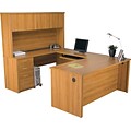 Bestar® Embassy Collection in Cappuccino Cherry, U-Shaped Workstation w/ Hutch & Pedestal