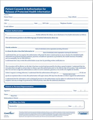 ComplyRight HIPAA Patient Consent and Authorization Form (A1350)