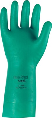 Ansell® Sol-Vex® Unsupported Nitrile Gloves, Straight Cuff, Size 11, Green, 12 Pair/Box