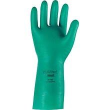 Ansell® Sol-Vex® Unsupported Nitrile Gloves, Straight Cuff, Size 10, Green, 12 Pair/Box