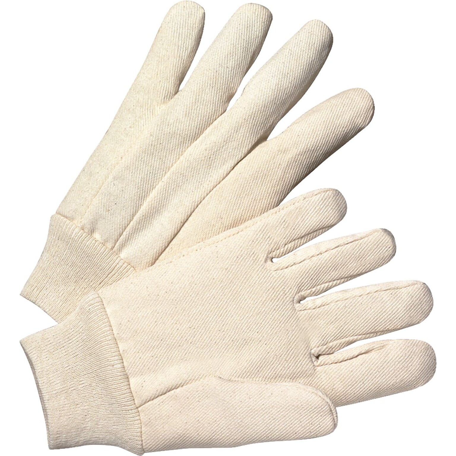 Anchor Brand Canvas Gloves, Cotton, Knit-Wrist Cuff, Mens Size, Unlined, White, 12 Pair/Box