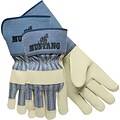 Memphis Gloves® Mustang® Palm Gloves, Cowhide Leather, Safety Cuff, Medium, White, 12 Pair/Box