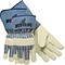 Memphis Gloves® Mustang® Palm Gloves, Cowhide Leather, Safety Cuff, Extra-Large, White, 12 Pair/Box