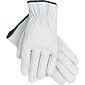 Memphis Gloves® Driver's Gloves, Goatskin Leather, Slip-On Cuff, L Size, White, 12 PRS