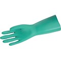 Memphis Gloves® Lined Heavy-Duty Gloves, 18-mil Nitrile, Straight Cuff, XL Size, Green, 12 Pair