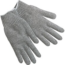 Memphis Gloves® String Knit Gloves, Cotton/Polyester, Hemmed Cuff, L Size, Grey, 12 PRS