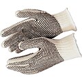 Memphis Gloves® 1 Side Dot String Knit Gloves, PVC, Knit-Wrist Cuff, L Size, Natural, 12 PRS