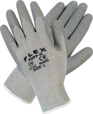 Memphis Gloves Flex-Tuff II Coated Gloves, Cotton/Polyester, Knit-Wrist Cuff, L , Grey (9688L)