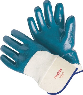 Memphis Gloves Predator Palm Coated Gloves, Nitrile, Lined Safety Cuff, L Size, Blue, 12 Pair/Box (9